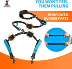 SparklyPets - Hands Free Dual Dog Leash for Medium and Large Male Dogs - Padded Handles, Reflective Stitches, No Pull, Tangle Free - Walking, Hiking, Jogging, Canicross Waist Leash - Gradient Blue