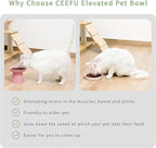 CEEFU 2-Pack Extra Wide Elevated Ceramic 6.2" Shallow Cat Food Bowls | Cat Dish for Whisker Fatigue Relief, 5" Height for Easy Feeding, Durable Raised, Pink