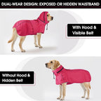 Dog Raincoat, Waterproof Dog Rain Jacket with Hood, Pink M | Rain Coat For Small Dogs, Doggy Poncho With Leash Hole, Reflective Strips, For Rainy Snowy Weather Walks, Hiking, Camping