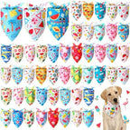 Preboun 50 Pcs Summer Bandanas Dogs Bulk Hawaiian Dog Bandanas Fruit Kerchief Set for Summer Puppy Small Medium Large Pets Costume Accessories (31. 5 x 21. 7 x 21. 7 Inch) by Preboun