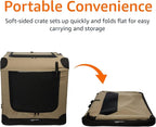 Amazon Basics Portable Folding Soft Dog Crate for Cat, Dog, Rabbit, Double Door with Mesh Ventilation, Collapsible, Easy to Set Up, Large 36" x 24" x 24", Tan