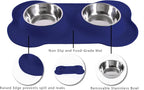 Hubulk Pet Dog Bowls 2 Stainless Steel Dog Bowl with No Spill Non-Skid Silicone Mat + Pet Food Scoop Water and Food Feeder Bowls for Feeding Small Medium Large Dogs Cats Puppies (Small, Navy Blue)
