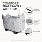 Center Console Dog Car Seat for Small Dogs 5-15 lbs, Gray | Portable Puppy Armrest Booster with Anti-Collapse Support, Washable Fluffy Cushion and Pillow,