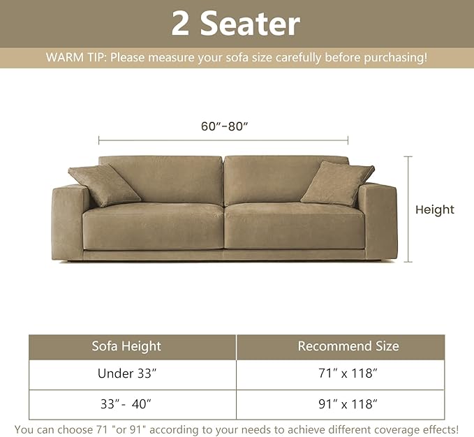 MYSKY HOME Couch Cover for Dogs, Washable Couch Covers, Sofa Covers for Sectional Sofa, Couch Cover 2 Cushion Sofa Dogs Furniture Protector, Chenille Sofa Covers for Pets, 71"x118", Abstract Coffee