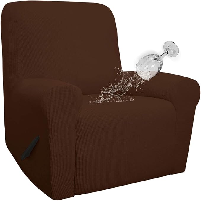 Easy-Going 100% Waterproof Recliner Chair Cover，1-Piece Recliner Slipcover | Dual Waterproof Couch Cover for Recliner，Leakproof Furniture Protector for Kids Pets Dog Cat Daily Stain, Coffee