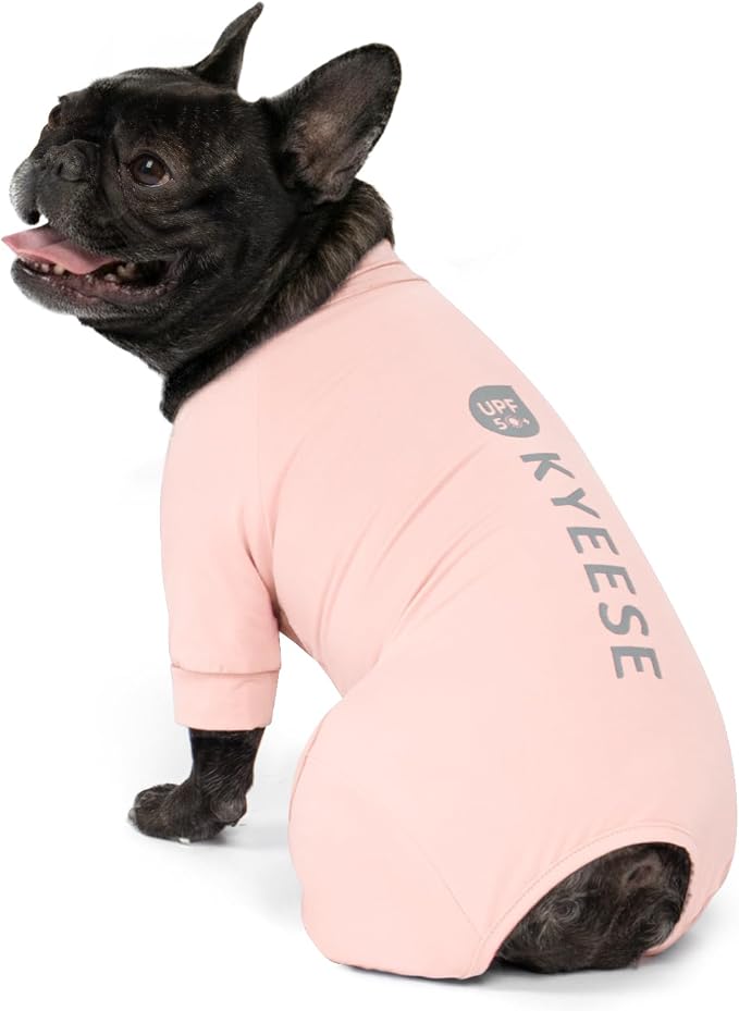 KYEESE UV Protection Dog Shirt, UPF 50+ Cooling Summer Jumpsuit for Small Dogs, Breathable Reflective Shedding Control Dog Sun Shirts, Quick-Dry Dogs Onesie Pet Clothes, Pink, M