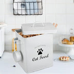 Pet Treat and Food Storage Tin with Lid - 5lbs Capacity - Serving Scoop Included … -CAT