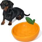 VETRESKA Ceramic Pet Bowl, Tilted Design Pet Feeder for Food and Water | Anti Vomit Cat Bowls for Indoor Cats Cute Tangerine Cat Bowl Dishwasher Safe