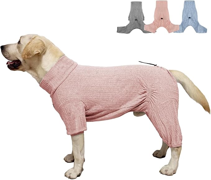 Dog Pyjamas PJS Sweater Clothing and Loungewear Suitable for Small to Medium Breeds of Dogs, Neutering Suits, Extra-Large Stretch Fabric, Four-Legged Dogs Clothes Pyjamas (Sweater Pink, XL)