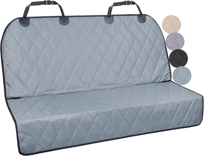 VIVAGLORY Dog Seat Cover Pet Seat Protector, Large, Grey | Backseat Cover for Car Suv & Truck, Back Rear Backseat Bench Protector