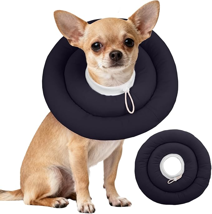 IDOMIK Dog Recovery Collar, Waterproof Soft Dog Cone After Surgery | Comfy Protective Elizabethan Collar Alternative for Dogs Cats, Adjustable Pet Neck Donut Cone Anti-Licking Wounds,Grey,S