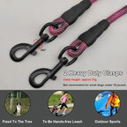BTINESFUL 12/20/30/50/75ft Dog Tie Out Long Tether Rope Dog Lead for Yard | Large Medium Dogs Outdoor Training, Playing, Camping, Backyard Dog Leash (30 Foot, Pink Black)