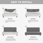 Easy-Going 100% Waterproof Futon Cover, Stretch Futon Slipcover Medium | Dual Waterproof Armless Futon Couch Cover, Leakproof Sofa Bed Furniture Protector for Kids Pets Dog Cat, Grey