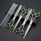 7.0 inches Professional Dog Grooming Scissors Set Straight & thinning & Curved & chunkers & comb 5pcs in 1 Set for left-handed & right handed