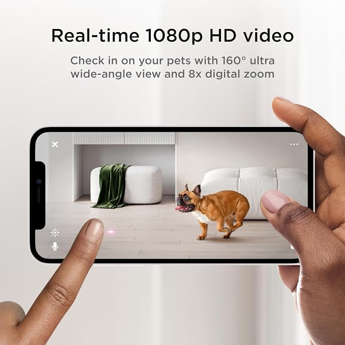 Petcube Play 2 - Wi-Fi Pet Camera with Laser Toy for Cats & Dogs | Built-in laser toy, 1080p HD video, 160° full-room view, 2-way audio, sound/motion alerts & night vision, app