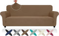 ZNSAYOTX Oversized Super Stretch Couch Cover (92"-115"), New Striped Sofa Covers Comfortable & Durable, Dog Cat Pets Friendly Extra Large Spandex Sofa Slipcovers (Light Coffee, XL Sofa)