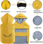 Dog Raincoat Dogs Rain Jacket Reflective Waterproof Pet Clothes Lined Poncho Rainwear Pocket Hooded Leash Hole Adjustable for Small Medium Dogs Puppy,Yellow,L,Back Length 12.8 Inch