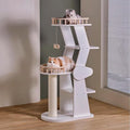 SHENGOCASE Modern Wooden Cat Tree Tower for Window Viewing Watching, 54.3 Inches Tall, 5-Level Large Perch Platform with Sisal Scratching Post, White
