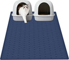 XXL Extra Large Silicone Cat Litter Trapping Mat for Scatter Control, 40"x30"(100cmx75cm) Waterproof Kitty Litter Box mat for Floor, Soft on Kitty Paws, Easy to Clean, Dark Blue