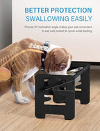 Vantic Elevated Dog Bowls, Raised Dog Bowl Stand Adjustable Small, Black | Bamboo Elevated Feeder with 2 Stainless Steel Bowls, Adjustable Height Stand for Small Puppies and Cats
