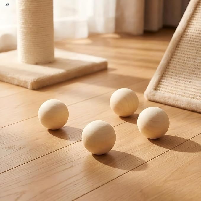 Cat Scratcher, Cat Natural Sisal Scratching Pad, Kitten Interactive Toy with Ball Track Spring Ball for Chasing Hunting Mental Physical Exercise Puzzle (4PCS cat Ball)
