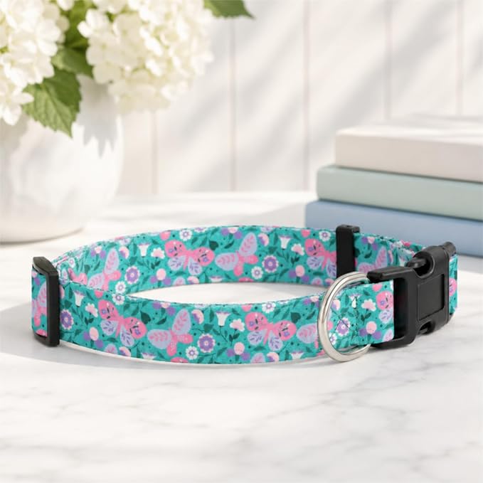 Lucky Love Dog - Adjustable Dog Collar with Easy Click Buckle for Small Dogs, Durable, & Comfortable for Male & Female Dogs, Pet Collar for Puppies & Adult Ones - Mariposa, Small
