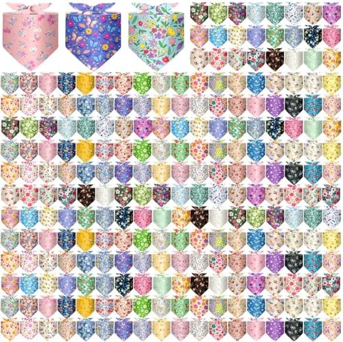 Geyoga 240 Pcs Dog Bandanas Bulk Summer Pet Bandanas with Floral Design by Geyoga