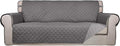 PureFit Reversible Quilted Couch Covers for Dogs Oversized Sofa Cover 78” | Gray/Light Gray, Water Resistant Couch Protector, Washable Pet Couch Cover with Non Slip and Elastic Straps For Kids