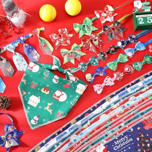 Reginary 120 Pcs Christmas Dog Bandanas Bulk Dog Bows Set Bow Ties Cat Scarf Colorful Washable Triangle Pet Kerchief Cute Bib for Summer Small Medium Large Pets Grooming Accessories Costume - Image 3