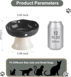 Black Mushroom Cat Bowl, Elevated Ceramic Bowl for Cats | Elevated, Ceramic, Whisker Friendly, Anti Vomitin,Cute Mushroom Design