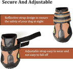 CovertSafe& Dog Boots for Dogs Non-Slip, Waterproof Dog Booties for Outdoor, Dog Shoes for Medium to Large Dogs 4Pcs with Rugged Sole Black-Brown