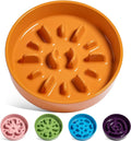 LE TAUCI Ceramic Slow Feeder Dog Bowls Small Breed, 0.6 Cups Dog Food Dish for Fast Eaters, Puzzle Bowl for Small Dogs and Cats,Sun Orange