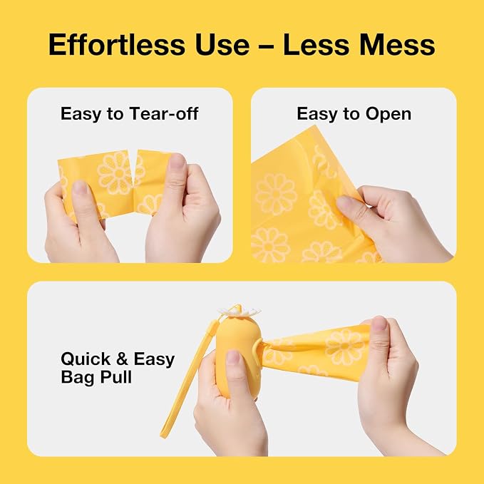 VETRESKA Daisy Scented Dog Poop Bags, 540 Counts, Leak-proof and Large | Extra Thick Pet Waste Bags for Dog Walking and Cat Litter, 36 Refill Rolls