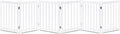 LZRS Extra-Wide Freestanding Wooden Dog Gate Indoor – 120" W x 24" H Foldable Safety Pet Barrier for Doorways, Hallways, Kitchens, and Long Staircases, Durable Design fit Small to Medium Dogs, White