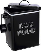 Dog Food Storage Container Farmhouse Pet Food Storage Containers with Lid and Scoop, Perfect Vintage Canister Treats Tin for Kitchen Countertop, Shelf, Great Gift for Pet Owners - Dog Food - Black
