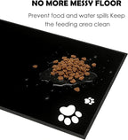 Elevated Cat Bowls with Splash Proof Mat for Kitten Puppy, 10° Tilted Raised Cat Bowl Stand Anti-Vomiting, 2 Wide Shallow Stainless Steel Bowls, Whisker Friendly, 3.5" Tall