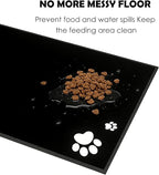 3 in 1 Elevated Cat Bowls with Splash proof Mat for Kittens, Puppies, Multi-pet Households, 10° Tilted Raised Cat Bowls Anti-Vomiting, 3 Wide Shallow Stainless Steel Bowls, Whisker Friendly, 3.5" Tall
