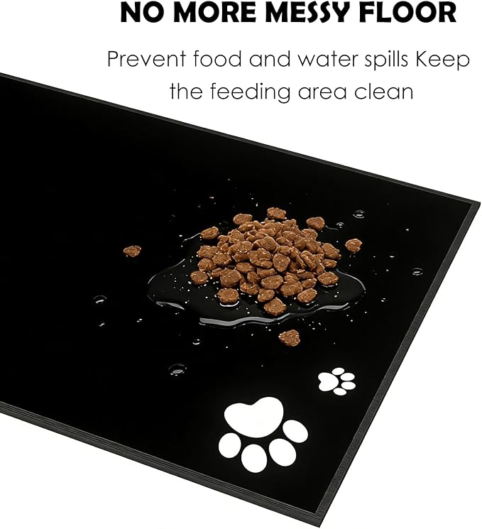 3 in 1 Elevated Cat Bowls with Splash proof Mat for Kittens, Puppies, Multi-pet Households, 10° Tilted Raised Cat Bowls Anti-Vomiting, 3 Wide Shallow Stainless Steel Bowls, Whisker Friendly, 3.5" Tall