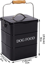 Dog Treats tin and dog Food Storage Tin with Lid & with Spoon for dog Food Storage, Medium Pet Food Storage Can-Dog Food-Black