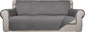 PureFit Reversible Quilted Sofa Cover Dog Couch Covers for Sofa, 66 in | Gray/Gray, Water Resistant Couch Protector, Washable Pet Couch Cover with Non Slip and Elastic Straps For Kids