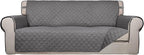 PureFit Reversible Quilted Sofa Cover Dog Couch Covers for Sofa, 66 in | Gray/Gray, Water Resistant Couch Protector, Washable Pet Couch Cover with Non Slip and Elastic Straps For Kids