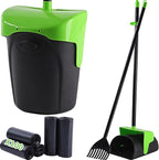 ienjoyed 43" Tall Pooper Scooper Large Swivel Bin & Rake with 100 Waste Bags,Heavy Duty Dog Pooper Scooper for Dogs, Long Handle Poop Scooper with Lid for Yard, Grass, Gravel (Green)