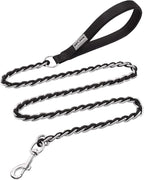 S-ETOVUS-Chain Dog Leash, Bite-Proof Metal Leash, with Padded Handle | Three Sizes 7.25FT/5.2FT/4FT, Woven From Nylon Rope And Chain, Durable And Bite-Resistant, Comfortable With Padded Handles.