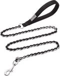 S-ETOVUS-Chain Dog Leash, Bite-Proof Metal Leash, with Padded Handle | Three Sizes 7.25FT/5.2FT/4FT, Woven From Nylon Rope And Chain, Durable And Bite-Resistant, Comfortable With Padded Handles
