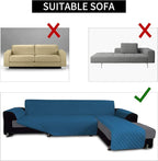 Easy-Going Reversible L-Shape Sectional Couch Cover, Small, Peacock Blue | Soft Sofa Slipcover For Dogs, Fits Left/Right Chaise Lounge Protector, Water Resistant Mat For Living Room