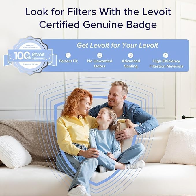 Levoit Vital 100 Air Purifier Replacement Filter, Genuine Air Filters | AHAM VERIFIDE, High-Efficiency Activated Carbon for Removal of Smoke, Odors, Allergens, Pollen, Vital 100-RF, White, 1 Pack