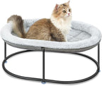 Zoratoo Elevated Cat Hammock, Fluffy Cuddle Cat Bed for Multiple Cats | Portable Raised Pet Bed, Sturdy Metal Frame, Detachable Washable Cover, Oval Shape Cuddle Bed for Sleeping Kittens