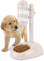 Pet Standing Water Dispenser Feeder, 500ml Dog Water Feeder Bottle Adjustable Raised Pet Food Bowl for Dogs Detachable Bottles Easy Cleaning (Beige)