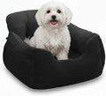 Oiilores Dog Car Seat for Small Dogs,Washable Pet Booster Seats for Car with Clip-On Safty Leash, Reversible Puppy Carseat with Storage Pockets, Travel Carrier Bed for Dogs Under 25 lbs, Dark Grey