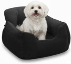 Oiilores Dog Car Seat for Small Dogs,Washable Pet Booster Seats for Car with Clip-On Safty Leash, Reversible Puppy Carseat with Storage Pockets, Travel Carrier Bed for Dogs Under 25 lbs, Dark Grey